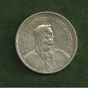 SWISS FRANCS, SILVER, 1954 B, CONFEDERATION HELVETICA