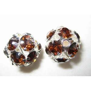  4pcs 16mm Swarovski Rhinestone Balls Beads Silver / Topaz 