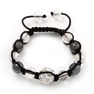   Clear Crystal Balls Swarovski Shamballa Bracelet   Adjustable: Jewelry