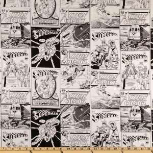  44 Wide Superman Comics Grey Fabric By The Yard: Arts 