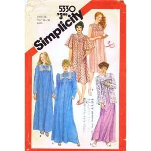  Simplicity 5330 Sewing Pattern Nightgown Robe Bed Jacket 
