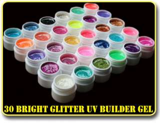 30 Bright Glitter Colours Cream UV Builder Gel Nail 8ML  