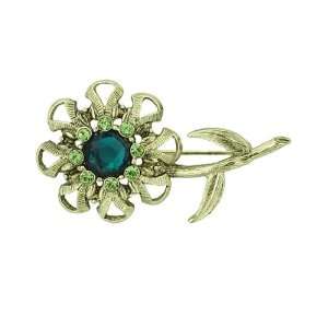  Green Crystal Flower Brooch: Jewelry