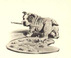 English Bulldog Painter   Dog Print   M. Dennis N  