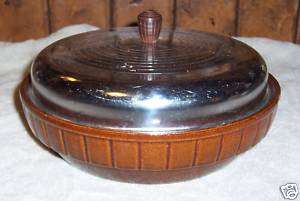 Vintage Brown Betty Oven Proof Stoneware Dish w/Lid  