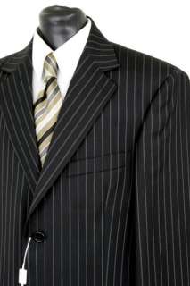 Zanetti Mens Italian Suit 2 Button Black Stripe Z1 NEW  