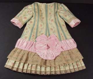   Cotton & Silk Satin Dress Antique for 24 Jumeau Steiner Bru Bebe Doll