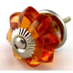  Old Amber Glass Cabinet Knobs 6 pc Cupboard Drawer Pulls 