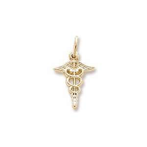  Caduceus Charm in Yellow Gold Jewelry