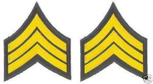 Pair of Military Army Sergeant Rank Insignia patches  