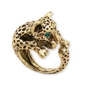   Ring Antique Gold Tone with Green Crystal Sparkling Eyes , 8: Jewelry