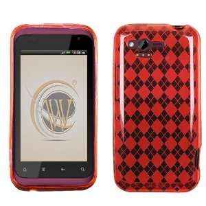 VMG HTC Rhyme TPU Design Rubber Skin Case Cover 2 ITEM COMBO   Red 
