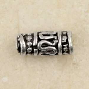  Pewter 9x4mm Cylindrical Spacer Granulated Bead