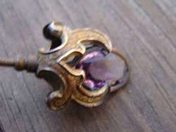   HATPIN ~BRASS MOUNT WITH LIGHT PURPLE STONE ~ LYN ~ NO RESERVE  