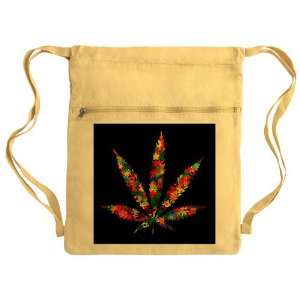   Messenger Bag Sack Pack Yellow Marijuana Flowers 60s 