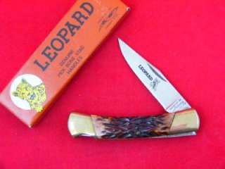Vintage PICK BONE STAG Parker Cut. Co. Leopard 405 Lockback Knife w 