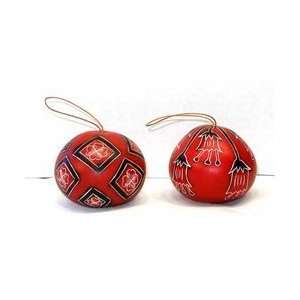  Global Crafts PGTX01 595005 Set of 2 Red Gourd Ornaments 