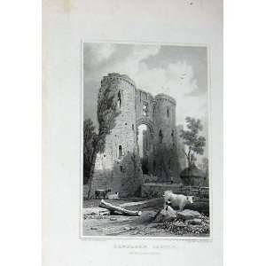  View Lawhaden Castle Pembrokeshire Wales Engraving