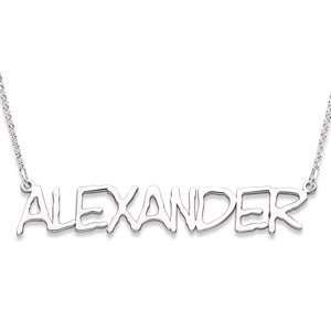  Sterling Silver Capitalized Name Necklace   Personalized 