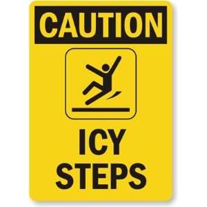  Caution Ice Steps (with Graphic) Plastic Sign, 10 x 7 