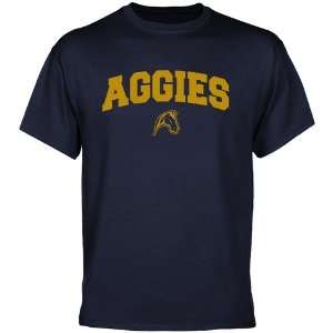  UC Davis Aggies Navy Blue Logo Arch T shirt: Sports 