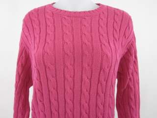 LILLY PULITZER Fuschia Cable Knit Long Sleeve Sweater L  