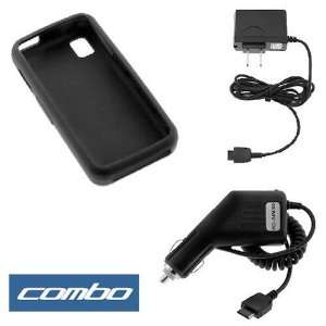 Black Durable Flexible Soft Silicone Skin Case + Car Charger + Home 