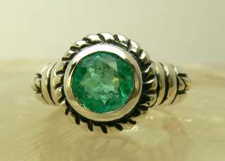   Collection! Artisan Round Colombian Emerald & Sterling Silver Ring