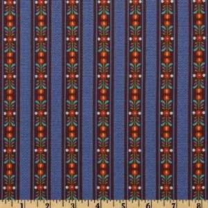  Folk Art Stripe Blue/Brown Fabric By The Yard: Arts, Crafts & Sewing