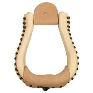  Bell Bottom Stirrups   Rawhide Covered: Sports & Outdoors