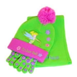  Tinkerbell Hat 3 Piece Hat, Scarf and Mittens Set 