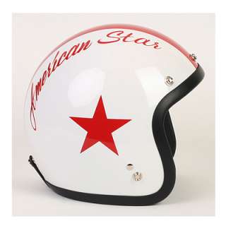 Motorcycle Scooter Jet Helmet 3/4 stripe White US star  