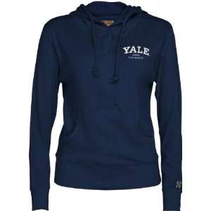  Yale Bulldogs Womens Navy Button Placket Hooded 