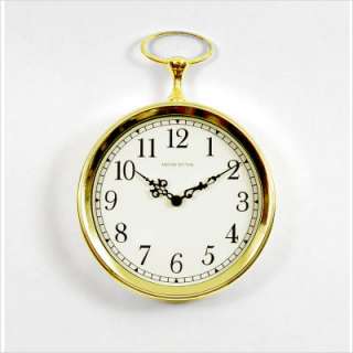 Ashton Sutton Pocket Watch Wall Clock in Bright Goldtone TY91230G 