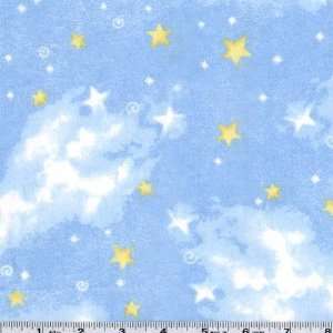  45 Wide Flannel Starry Sky Blue Fabric By The Yard: Arts 