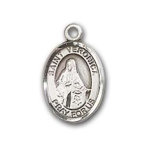  Medal with St. Veronica Charm and Arched Polished Pin Brooch Jewelry