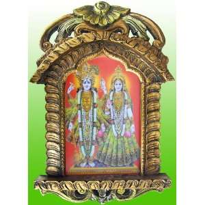  Lord Radha Krishna Poster Painting in Jarokha Wood Craft 