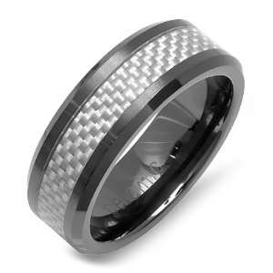 Black Ceramic Mens Ladies Unisex Ring Wedding Band 8MM Flat Polished 