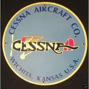 Cessna Aircraft Co Kansas Porcelain Enameled Round Sign