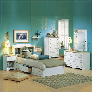   Newbury Kids Twin Bookcase Storage Bed White Finish Bedroom Set  