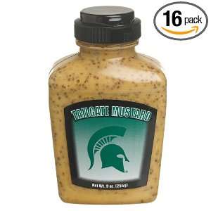 Tailgate Mustard Michigan State University, 9 Ounce Jars (Pack of 16 