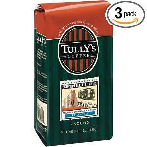 Tullys Coffee Spinelli Blend, Ground , 12 Ounce Bags (Pack of 3 