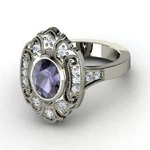  Chamonix Ring, Oval Iolite 14K White Gold Ring with 