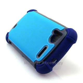 Blue X Shield Dual Layer Hard Case Gel Cover for HTC Sensation 4G T 