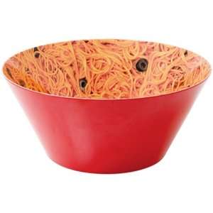 Bowl Spaghetti Print Melamine Red