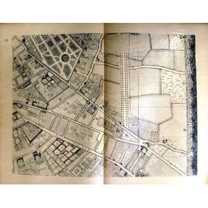   Large Antique Map Street Plan Paris France 1710 Luxem