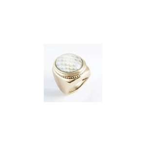  Barse Bronze White Snakeskin Animal Print Ring, 8 Jewelry