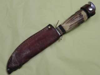 GERMAN SOLINGEN FIGHTING HUNTING KNIFE WITH STAG HANDLE AND ORIGINAL 