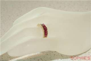   Cut Ruby Anniversary Band Channel Set In Solid 14K Yellow Gold  