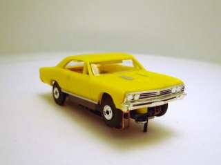 1967 CHEVELLE YELLOW HO SCALE SLOT CAR T JET MODEL MOTORING  
